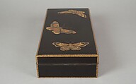 Box for Paper (Ryōshibako) with Decoration of Butterflies and Autumn Grasses, Lacquered wood with gold, silver, color (iroko) togidashimaki-e on black lacquer ground, Japan