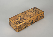 Letter Box (Fumibako) with Design of Cherry Blossom and Maple Leaf, Polished lacquer with sprinkled gold and gold lacquer, mounted with silver rings, Japan