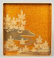 Writing Box with Design of a Cherry Tree and Waterfall, Gold and silver maki-e on black lacquer, Japan