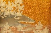 Writing Box with Design of a Cherry Tree and Waterfall, Gold and silver maki-e on black lacquer, Japan