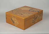 Document Box with Illustrated Books, Lacquered wood with gold and silver hiramaki-e, togidashimaki-e on nashiji ground, Japan