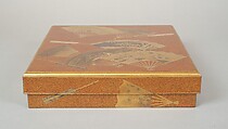 Writing Box (Suzuribako) with Design of Fans, Gold and silver maki-e on gold-sprinkled lacquer, Japan