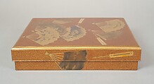 Writing Box (Suzuribako) with Design of Fans, Gold and silver maki-e on gold-sprinkled lacquer, Japan