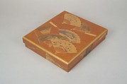 Writing Box (Suzuribako) with Design of Fans, Gold and silver maki-e on gold-sprinkled lacquer, Japan