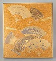 Writing Box (Suzuribako) with Design of Fans, Gold and silver maki-e on gold-sprinkled lacquer, Japan