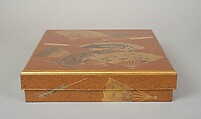 Writing Box (Suzuribako) with Design of Fans, Gold and silver maki-e on gold-sprinkled lacquer, Japan