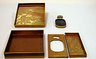 Writing Box with Illustrated Books, Gold and silver maki-e on gold-sprinkled lacquer, Japan