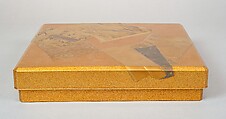 Writing Box with Illustrated Books, Gold and silver maki-e on gold-sprinkled lacquer, Japan