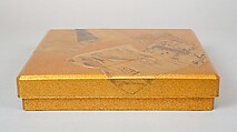 Writing Box with Illustrated Books, Gold and silver maki-e on gold-sprinkled lacquer, Japan