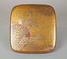 Writing Box with Design of Flowering Bush Clover and Sun, Gold, silver togidashimaki-e, hiramaki-e, takamaki-e, cut-out gold foil application, Japan