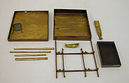 Writing Box (Suzuribako) with Episodes from the Tales of Ise (Ise monogatari), Nakayama Komin (Japanese, 1808–1870), Gold maki-e with inlaid silver on lacquer, Japan