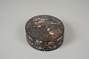 Box with the Poet Narihira, Black lacquer over copper, inlaid with mother-of-pearl, Japan
