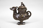 Ewer in the Shape of a Bird, Bronze with gold and silver inlays, China