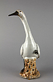 Figure of a stork (one of a pair), Porcelain painted with overglazed polychrome enamels (Jingdezhen ware), China