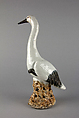 Figure of a stork (one of a pair), Porcelain painted with overglazed polychrome enamels (Jingdezhen ware), China