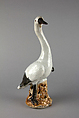 Figure of a stork (one of a pair), Porcelain painted with overglazed polychrome enamels (Jingdezhen ware), China