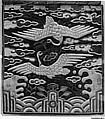 Rank Badge with Decoration of Two Cranes among Clouds, Silk embroidery on silk satin damask, Korea