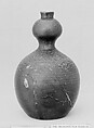 Bottle, Clay covered with a thin salt glaze and a dappled overglaze (Bizen ware, Imbe style), Japan