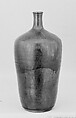 Bottle, Clay covered with glaze splashed on one side, glazed base (Kyoto ware), Japan