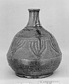 Bottle, Clay with glaze and incised ornament with rings around the neck (Satsuma ware), Japan
