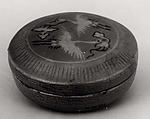 Pigment Box with Cover, Stoneware with inlaid decoration under celadon glaze, Korea
