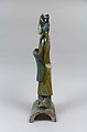 Roof tile with a standing figure, Stoneware with polychrome enamels, China