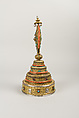 Sacrificial Container, Gilt silver, sapphires, rubies, beryl, quartz, lapis lazuli, coral, shell, and turquoise, Tibet