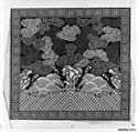 Rank Badge with Waves, Rocks and Unfinished Appliqué of Silver Pheasant, Silk, metallic thread, China