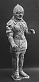 Figure of a standing warrior, Earthenware with trace of pigment, China