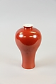 Meiping vase, Porcelain painted with coral red glaze (Jingdezhen ware), China