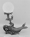 Crystal Ball on a Bronze Stand in the Shape of a Fish, a) Rock crystal; b) Bronze, China