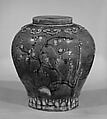 Jar decorated with plum blossoms, Stoneware with aubergine and turquoise glaze (Fahua ware), China