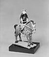 Figure of Gentleman on Horseback, Porcelain painted in polychrome enamels over the biscuit (Jingdezhen ware), China