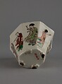 Octagonal cup with the Eight Immortals, Porcelain painted in overglaze polychrome enamels (Dehua ware), China