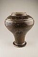 Jar with scholars and crane, Stoneware with incised decoration on brown slip (Cizhou ware), China