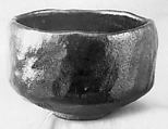 Teabowl, Raku Chōnyū  Japanese, Clay partly covered with a black, pitted glaze (Raku ware), Japan