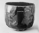 Teabowl, Keinyu  Japanese, Clay covered with a black glaze; on the lower part with a transparent brown glaze (Raku ware), Japan