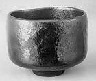 Teabowl, Ichinyu, Clay covered with a dull black glaze (Raku ware), Japan