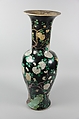 Vase with birds and flowers, Porcelain painted inpolychrome enamels over black ground (Jingdezhen ware, famille noire), China