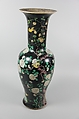 Vase with birds and flowers, Porcelain painted inpolychrome enamels over black ground (Jingdezhen ware, famille noire), China