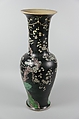 Vase with birds and flowers, Porcelain painted inpolychrome enamels over black ground (Jingdezhen ware, famille noire), China