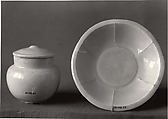 Jar with cover and saucer, Porcelain covered with bluish green glaze (Jingdezhen Qingbai ware), China (?)