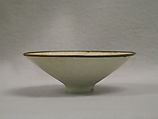 Bowl, Porcelain with bluish white glaze (Jingdezhen Qingbai ware), copper mouthrim, China