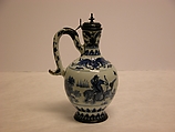 Ewer with Equestrian Figure, Porcelain painted with cobalt blue under transparent glaze (Jingdezhen ware); European mount, China