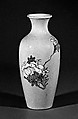Vase with flowers, Porcelain painted in overglaze polychrome enamels over a green sgraffito ground of vegetal scrolls (Jingdezhen ware), China