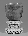 Cup, Jade, ivory stand, China