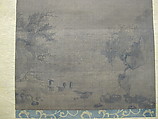 Rainy Landscape with Travelers, Unidentified artist, Hanging scroll; ink and color on silk, Korea