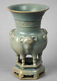 Vase with three rams (sanxizun), Stoneware with greyish blue glaze (Yixing ware), China