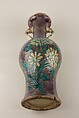 Vase with elephant head handles and floral decoration, Stoneware with relief decoration and polychrome glaze, China