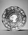 Bowl, White porcelain decorated with blue under the glaze, iron red and gold, green, yellow, purple and black enamels (Arita ware), Japan